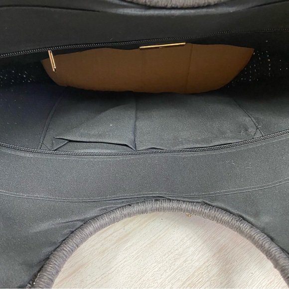 INC International Concepts Black Beaded Tasseled Straw Tote Bag - Picture 6 of 7